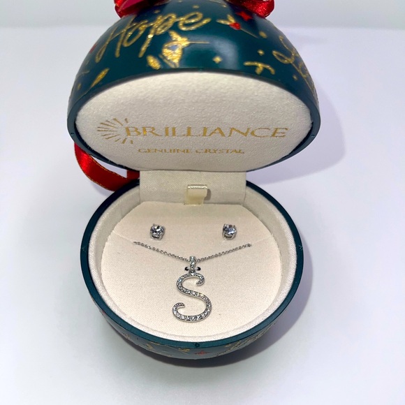 Jewelry - Holiday Exclusive: S Initial Pendant & Solitaire Earring Gift Set